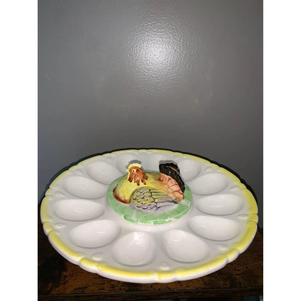 Vintage ceramic deviled egg platter
